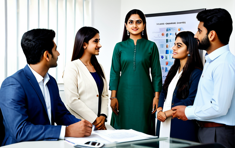 Modern Business Leader**

"A confident professional, fully clothed in a stylish salwar kameez, leading a meeting in a modern office, appropriate attire, safe for work, perfect anatomy, natural proportions, professional photography, high quality. Background: diverse team, motivational posters in Hindi script."

**