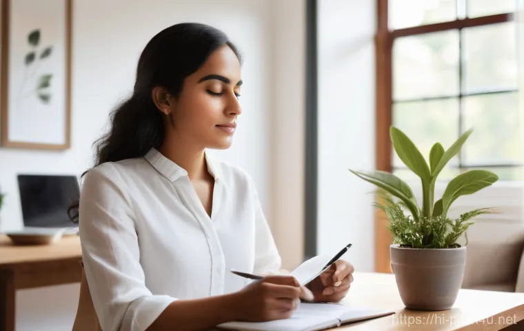 PM을 위한 스트레스 관리 방법 - **A Focused Product Manager Practicing Deep Work and Mindfulness**
    "A serene and focused product...