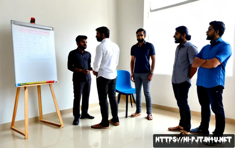 Home 11 Scrum 마스터와 PM의 차이점 - Photorealistic modern Indian office scene showing a Scrum Master facilitating a small agile team sta...